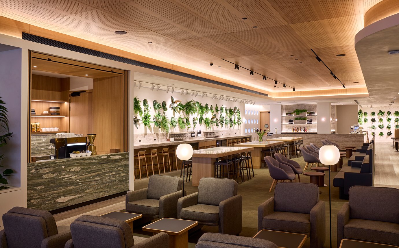 Qantas Auckland International Lounge casual area Qantas Auckland International Lounge casual area