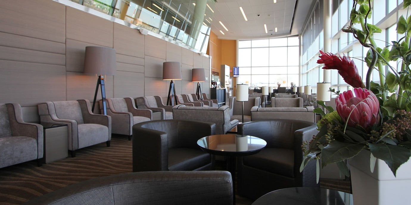 Comfortable armchairs and stylish lamps in the well-lit Plaza Premium Lounge at Edmonton Airport's US departures. Comfortable armchairs and stylish lamps in the well-lit Plaza Premium Lounge at Edmonton Airport's US departures.