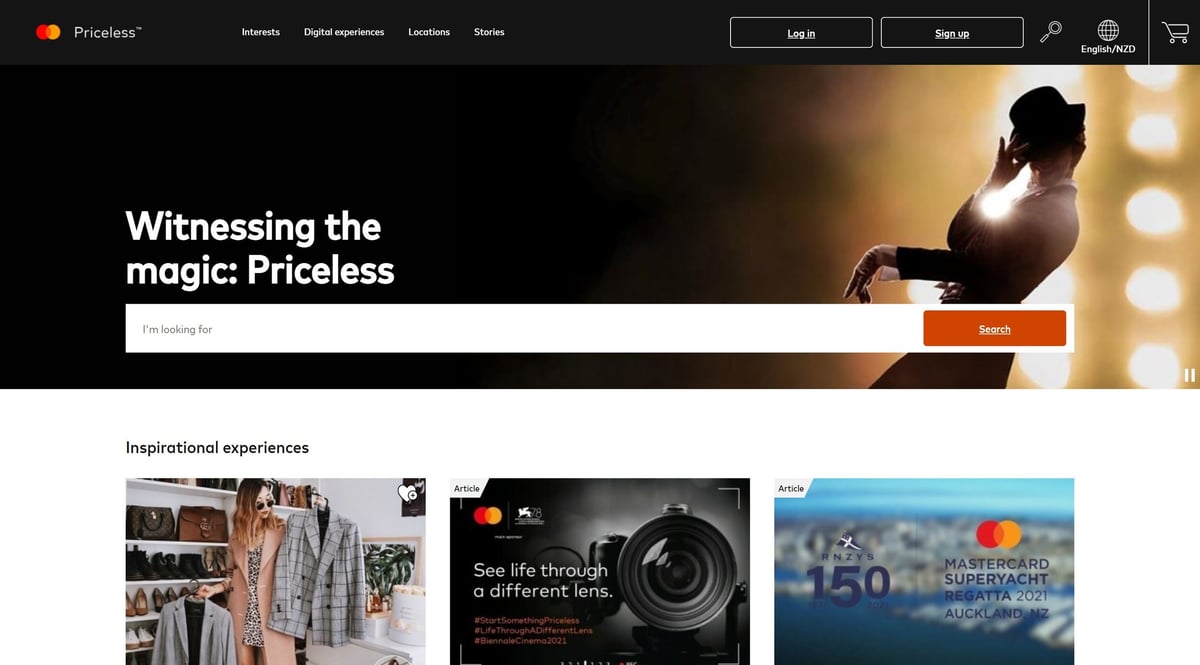 Mastercard Priceless Website Screenshot