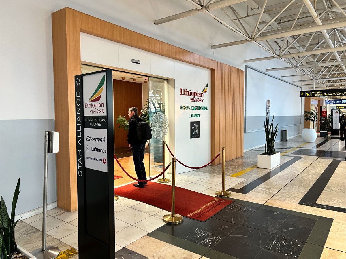 Entrance to the Addis Ababa Ethiopian Sheba Cloud Nine Lounge