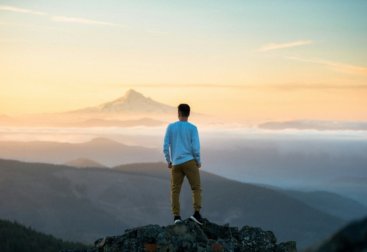 View over Mountain Range with Fog