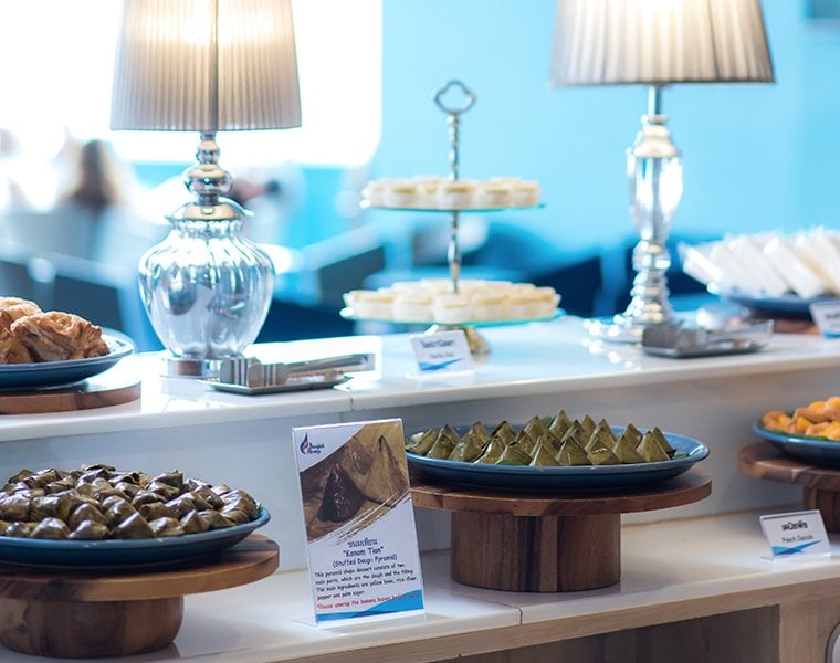 Food selection at the Bangkok Airways Boutique Lounge at Chiang Mai International Airport