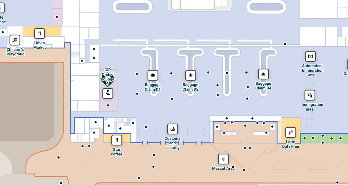 Map of Da Nang Airport highlighting the location of the CIP Orchid lounge 3.