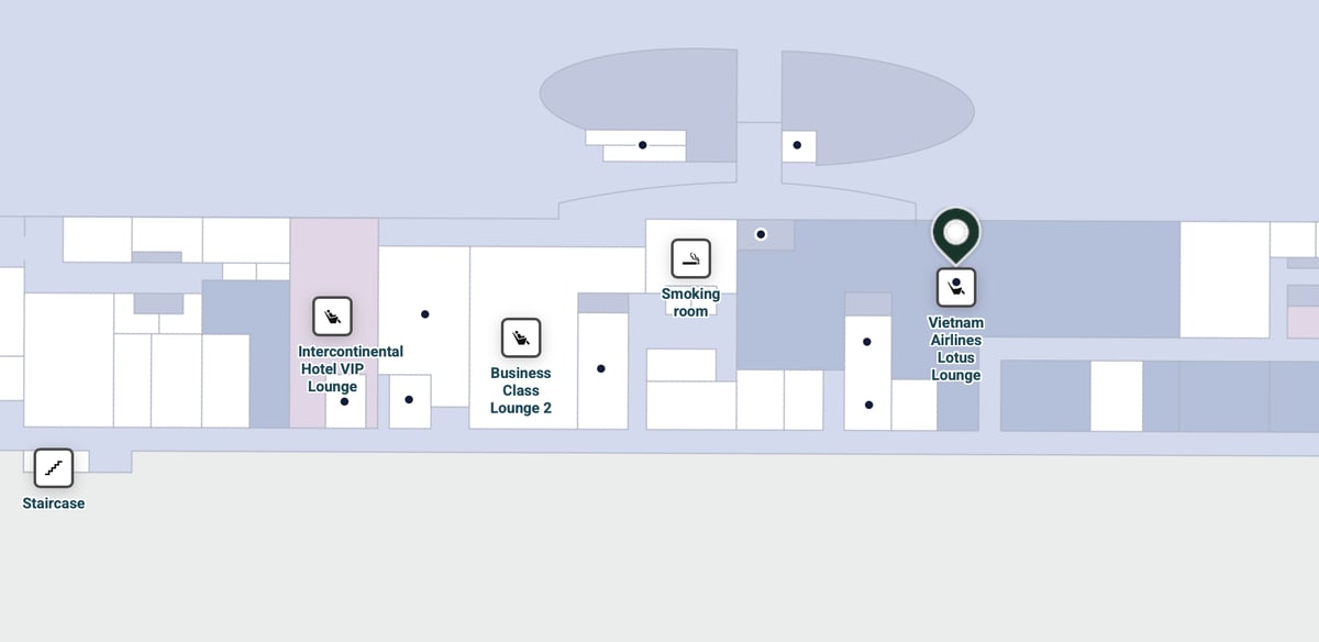 Map of Da Nang International Airport highlighting the location of the Vietnam Airlines Lotus Lounge