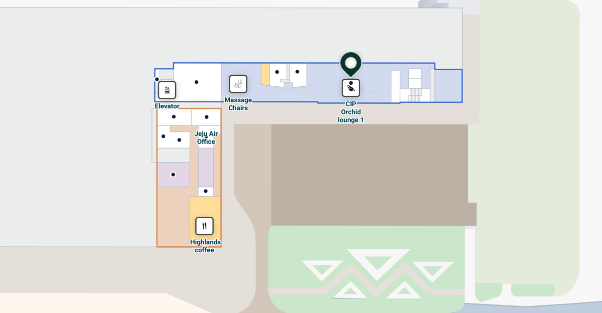A map of Da Nang International Airport highlighting the location of the CIP Lounge 1.