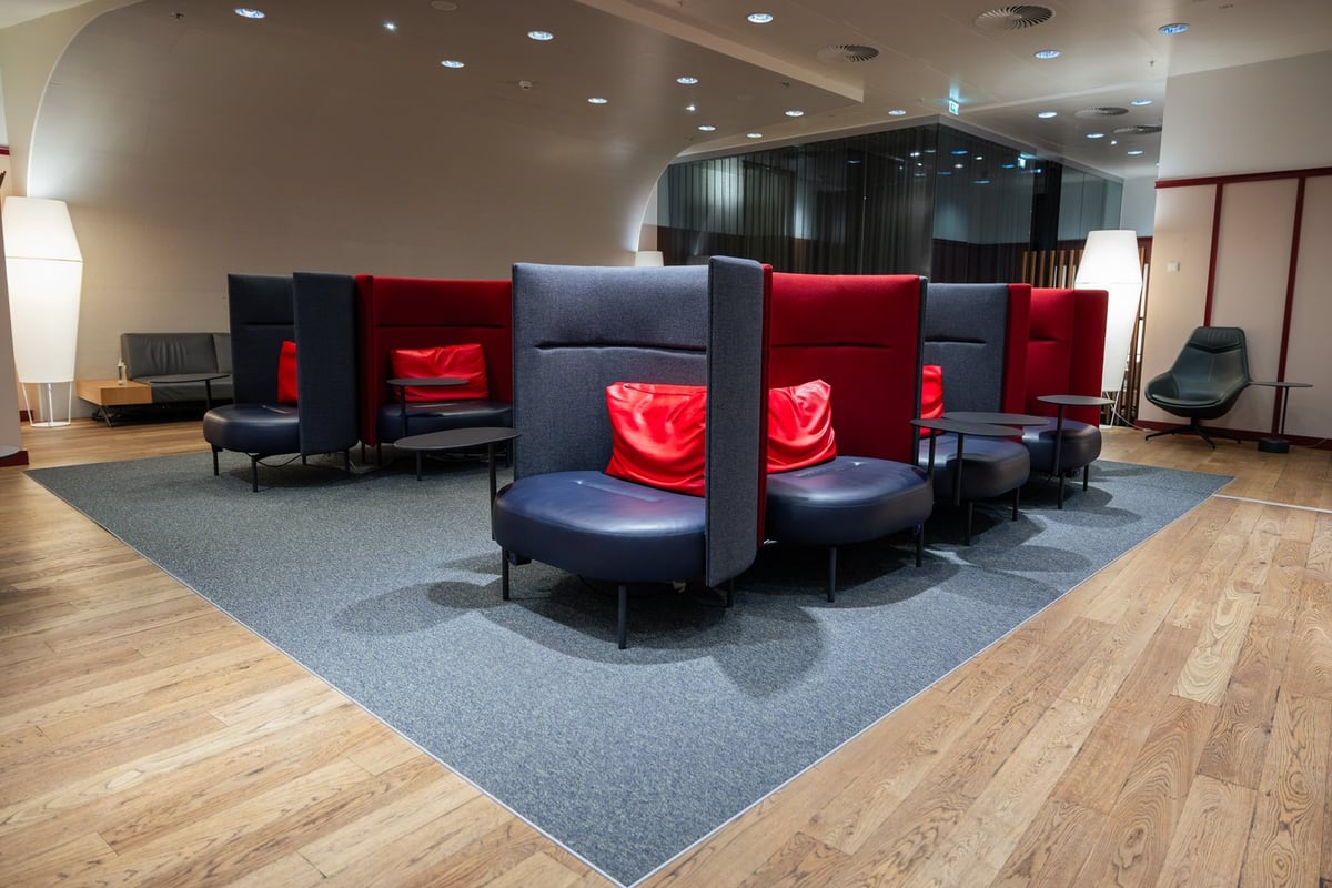 Coloured Seating at Austrian Business Lounge F-Gates Vienna International Airport