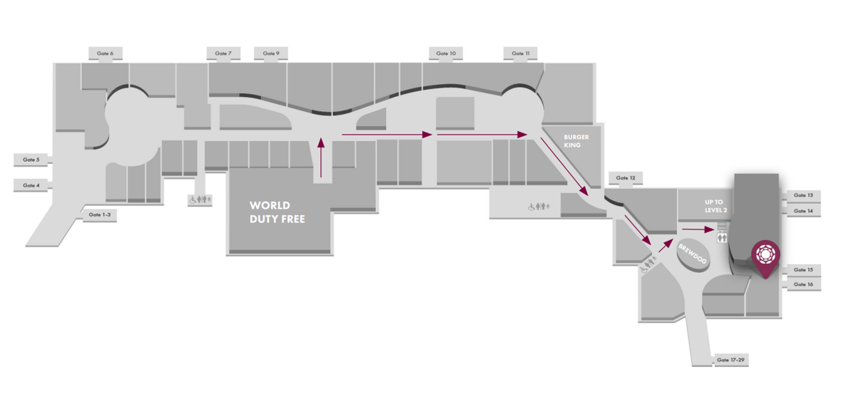 Edinburgh Airport Plaza Premium Lounge Location Map