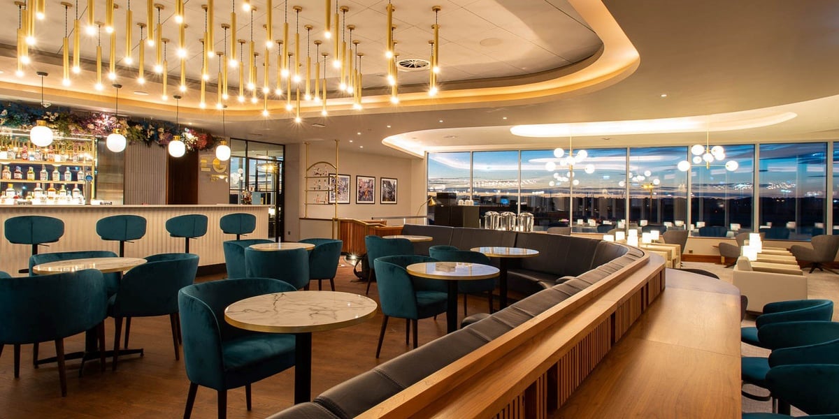 Seating area at Edinburgh Airport Plaza Premium Lounge