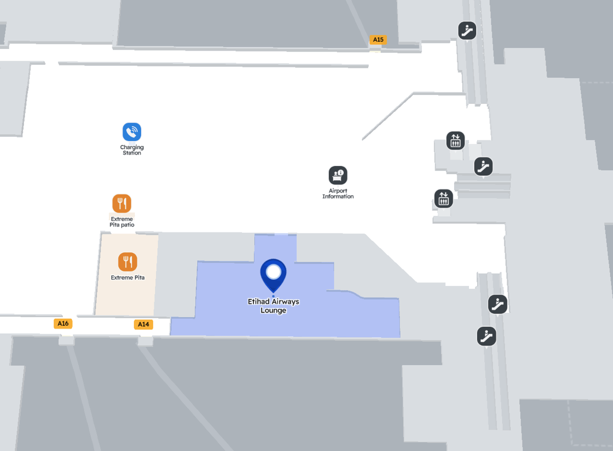 Map of The Etihad Lounge at Dulles Airport