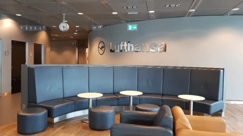 Seating area within a Lufthansa Lounge at Frankfurt Airport Germany