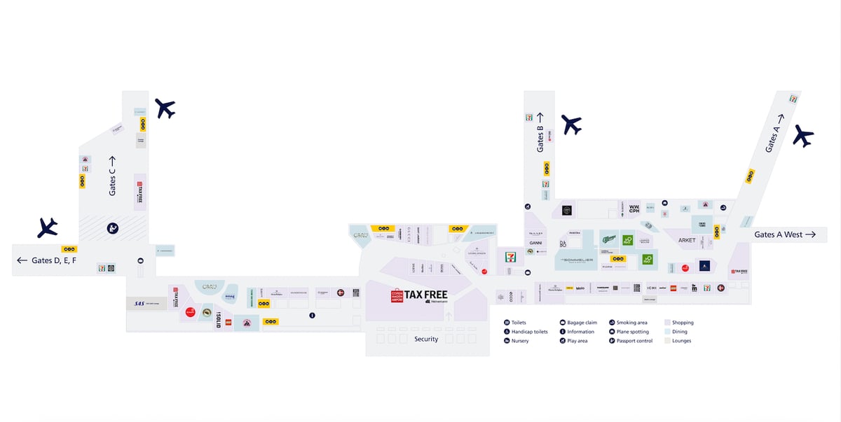 Full map of the Copenhagen Airport