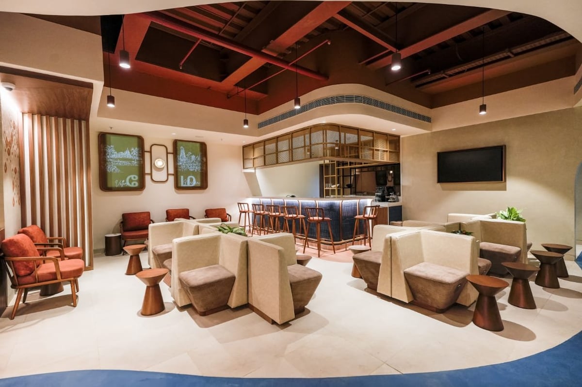 Seating and Bar Seating at O'Vetra Lounge Trichy Airport International Lounge