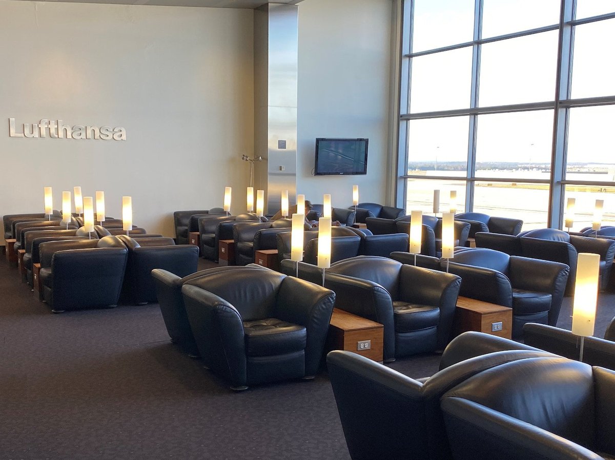 Lufthansa Business Lounge Seating Area at IAD Airport Dulles
