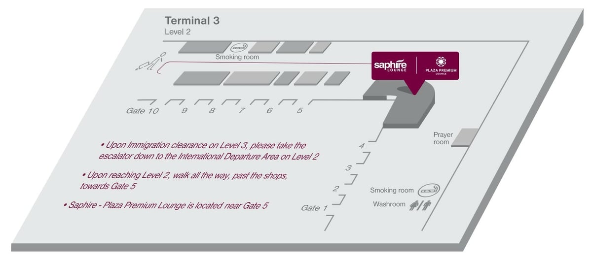 Map of terminal 3 level 2 of Jakarta Airport.