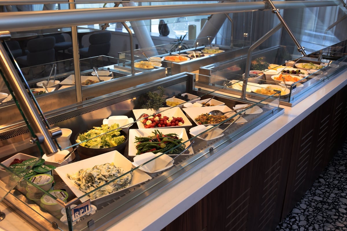 A selection of salad from the buffet at the T1 Primeclass Lounge at JFK Airport.