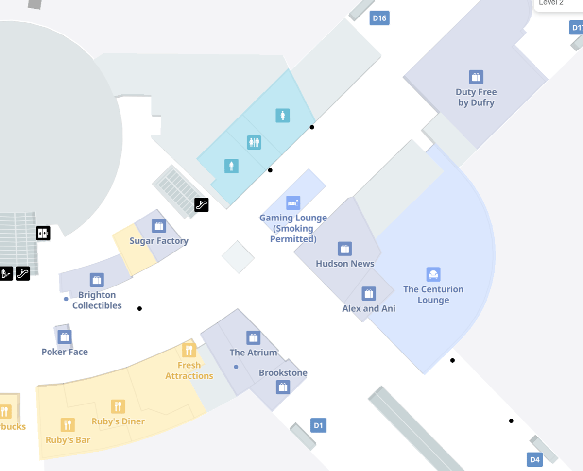 Centurion Lounge LAS Concourse D Map Location