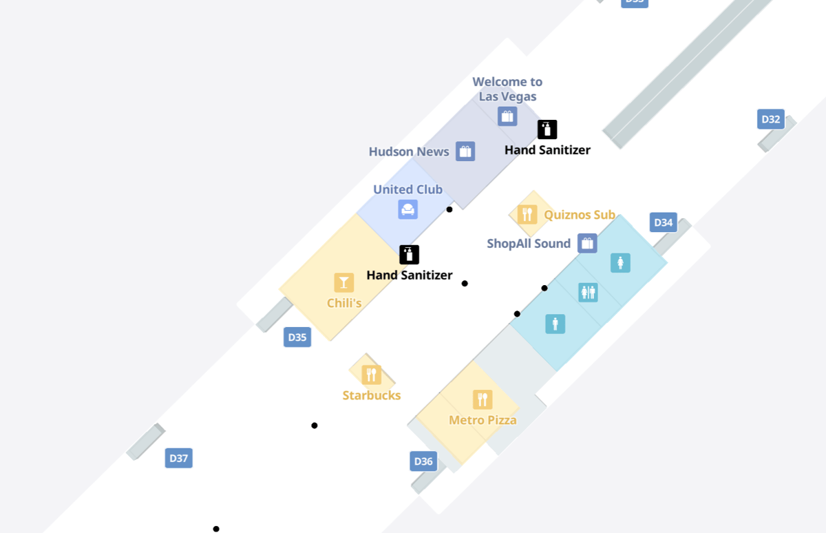 United Club Las Concourse D Map Location
