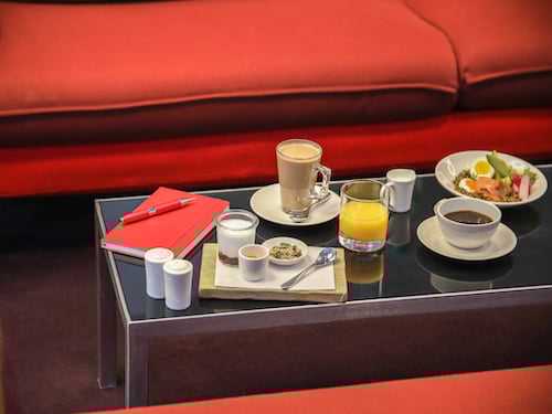 LHR London Heathrow Revivals Lounges Coffee and Food on Table