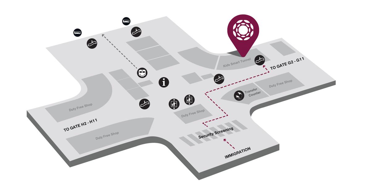 Map of the location of the standard plaza premium lounge at Kuala Lumpur Airport.