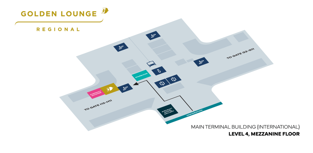 Regional or contact pier Malaysian airlines golden lounge location on map of Kuala Lumpur airport
