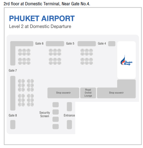 Map showing location of Bangkok Airways Lounge at Phuket International Airport HKT