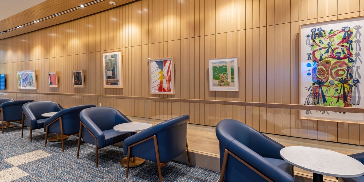 Plaza Premium Lounge Orlando Seating Area with Artwork
