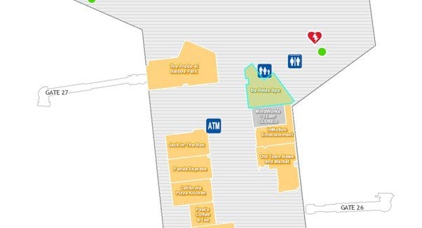 Be Relax Spa Terminal 2 East San Diego Airport Map