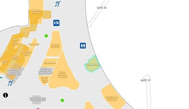 Be Relax Spa Terminal 2 West San Diego Airport Map