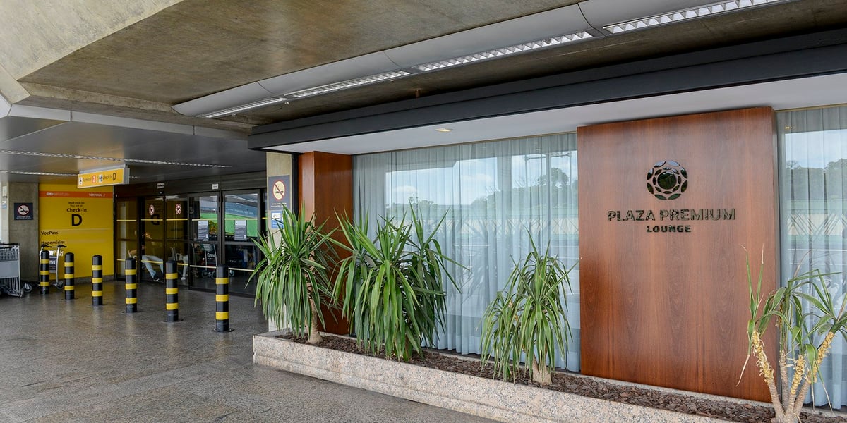 Entrance to the t2 landside plaza Premium Lounge at Sao Paulo Airport.