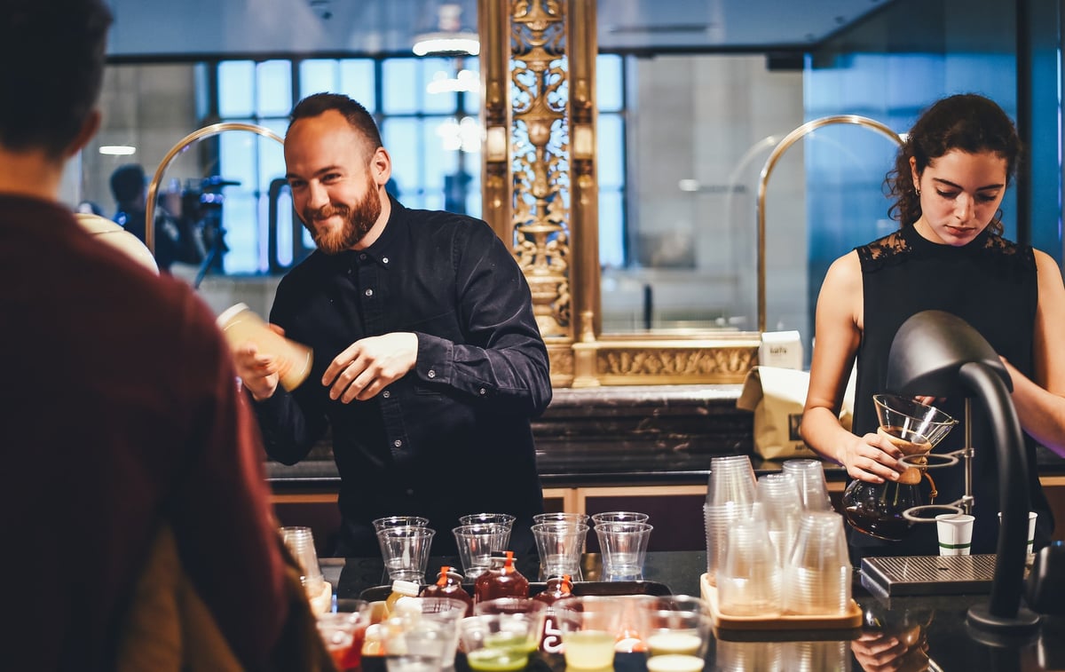 Photo of people at a bar