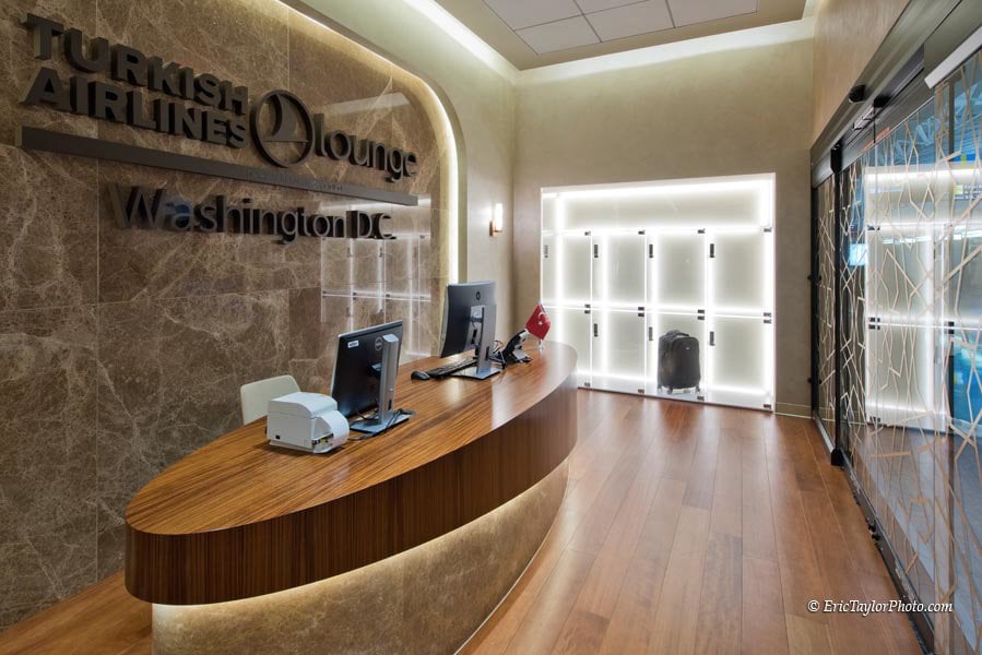 Turkish Airways Lounge Dulles front desk entry area