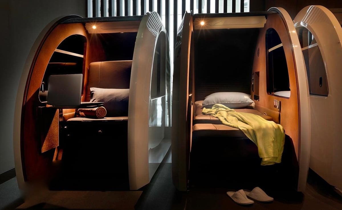 Single Igloo Pods at sleep ‘n fly in Concourse A, opposite Gate A1, DXB Airport Dubai
