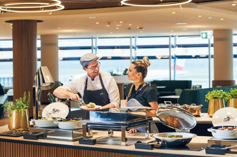 Food Area at VIENNA Lounge at VIE Vienna International Airport