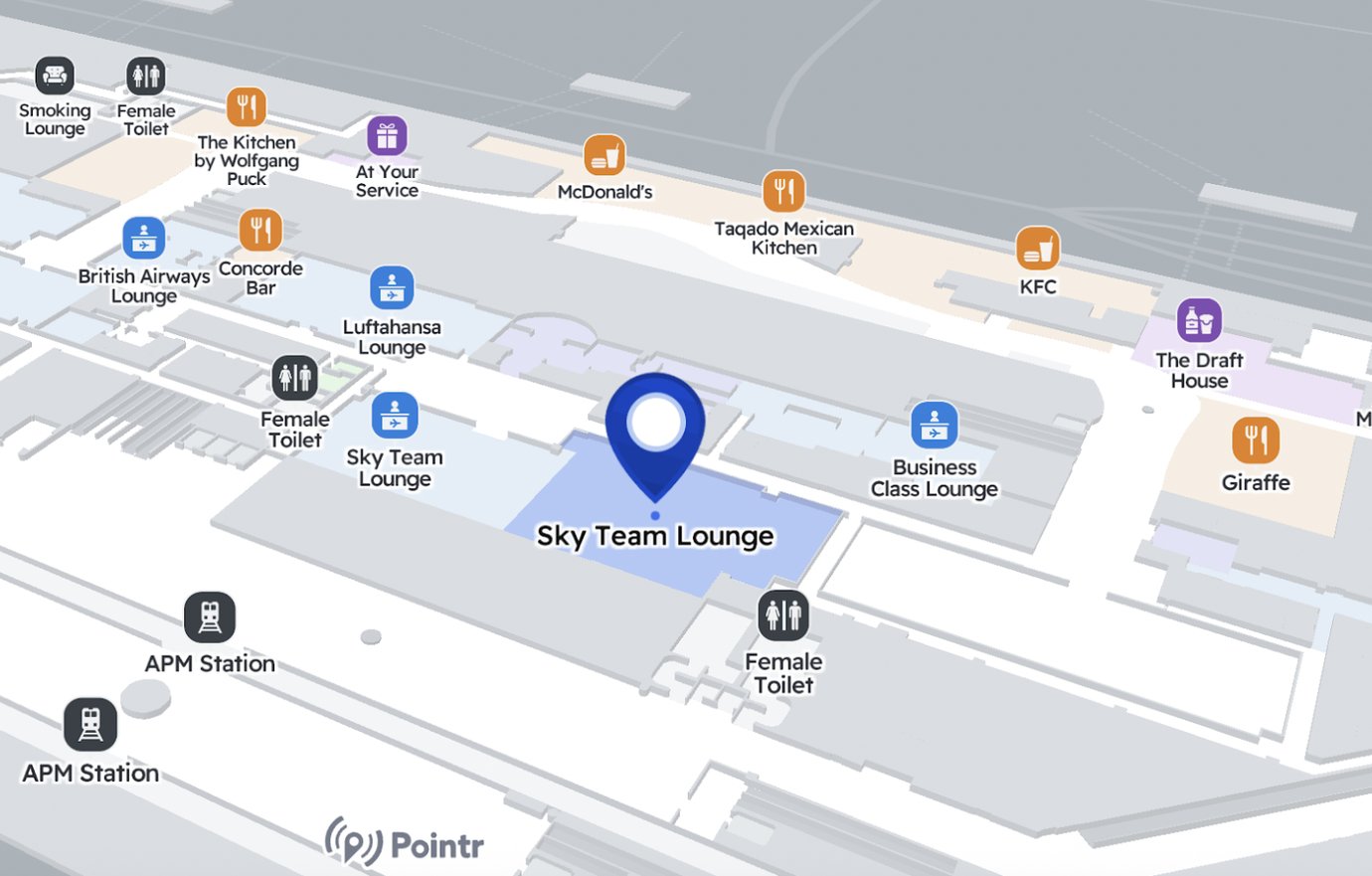 Map of Dubai International Airport Terminal 1 highlighting the location of the Skyteam Lounge. Map of Dubai International Airport Terminal 1 highlighting the location of the Skyteam Lounge.
