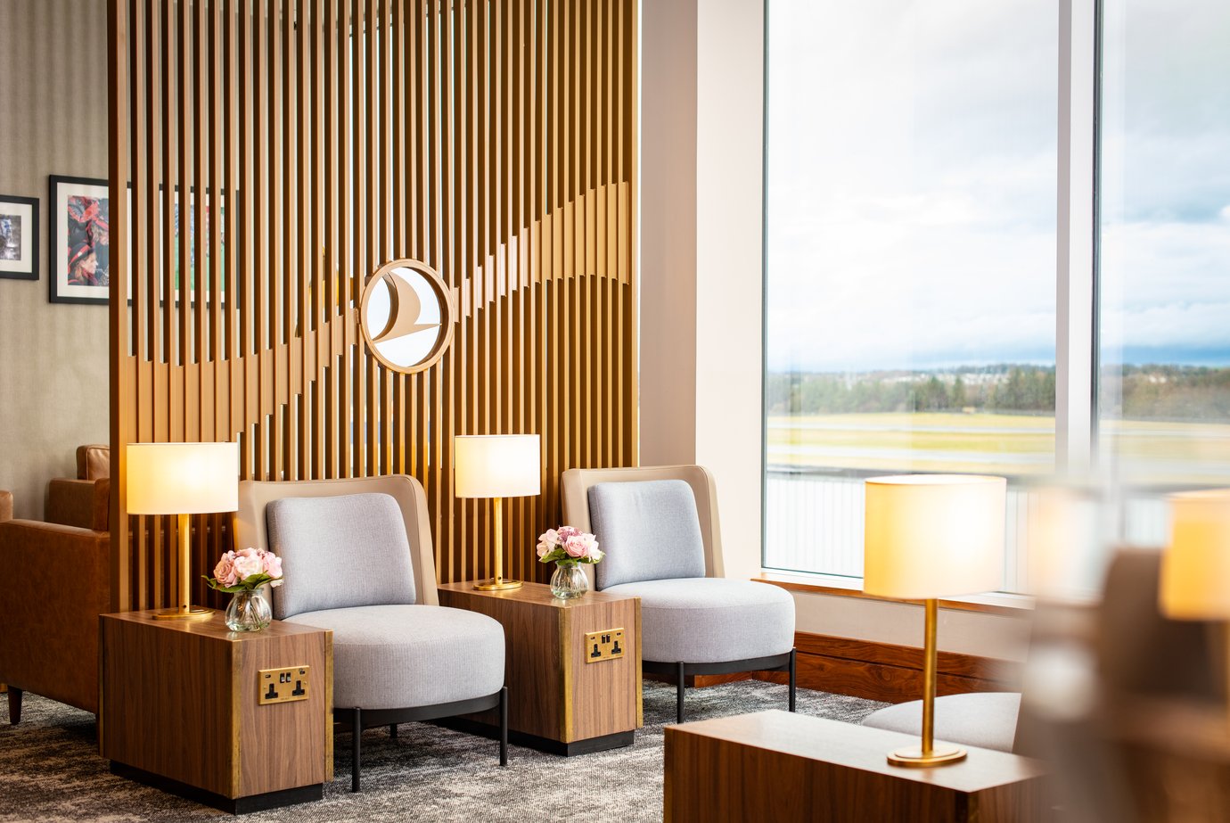 Seating area at Edinburgh Airport Turkish Airlines Lounge by Plaza Premium Group Seating area at Edinburgh Airport Turkish Airlines Lounge by Plaza Premium Group