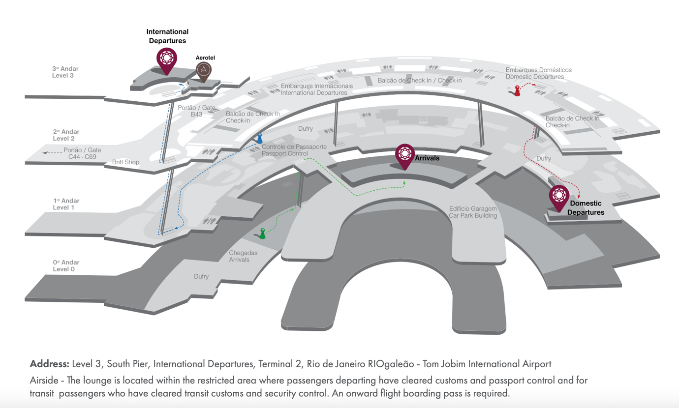 Map of Rio de Janeiro Galeão International Airport highlighting the location of the International Plaza Premium Lounge