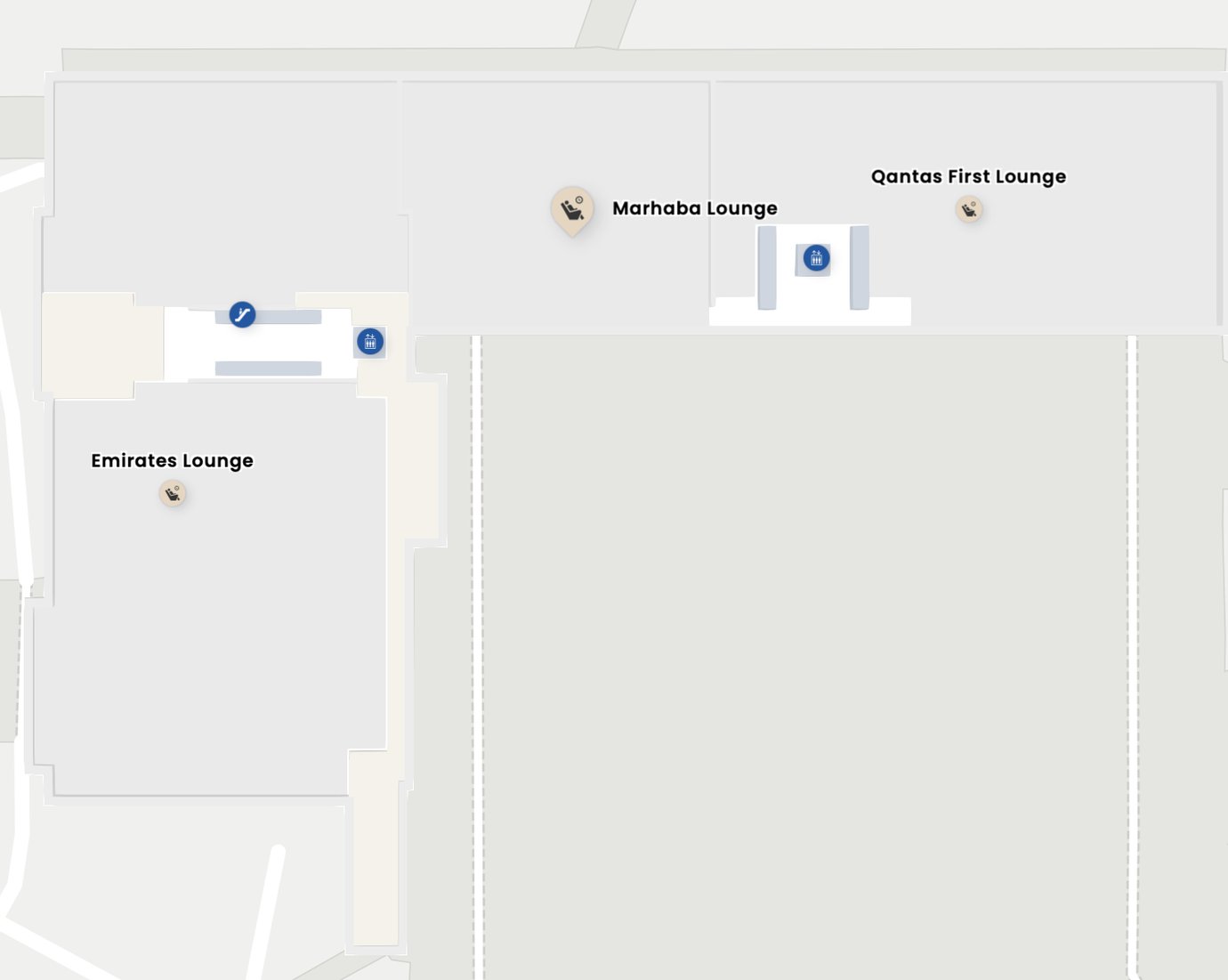 Map of location of Marhaba Lounge at MEL Airport