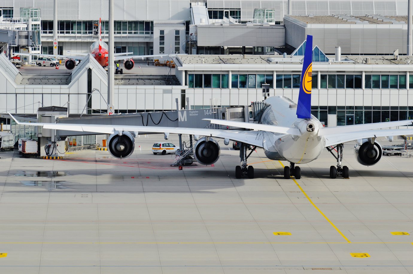 A Lufthansa plane at Munich Airport Terminal 2