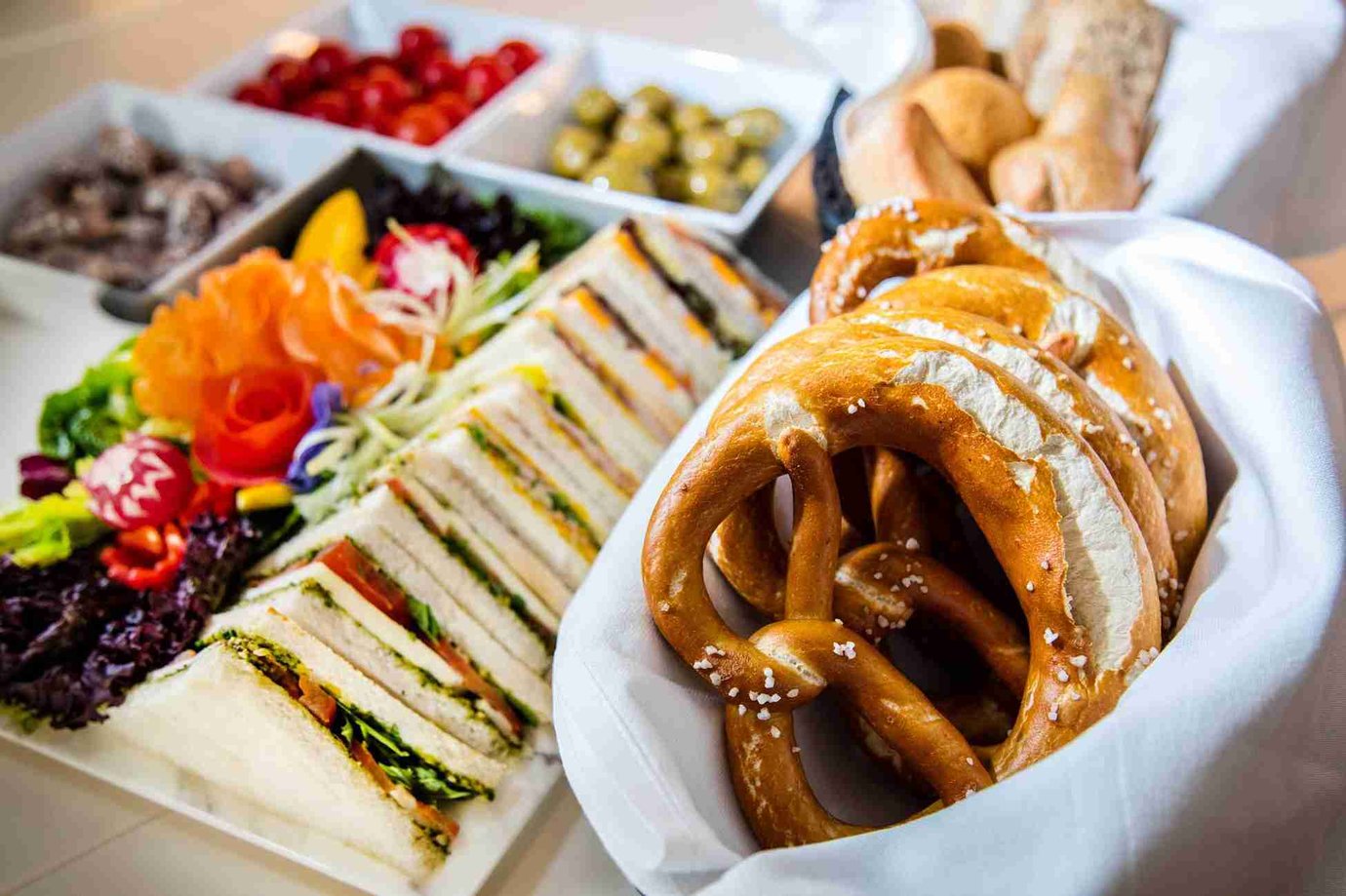 Selection of food options at Airport Lounge Europe