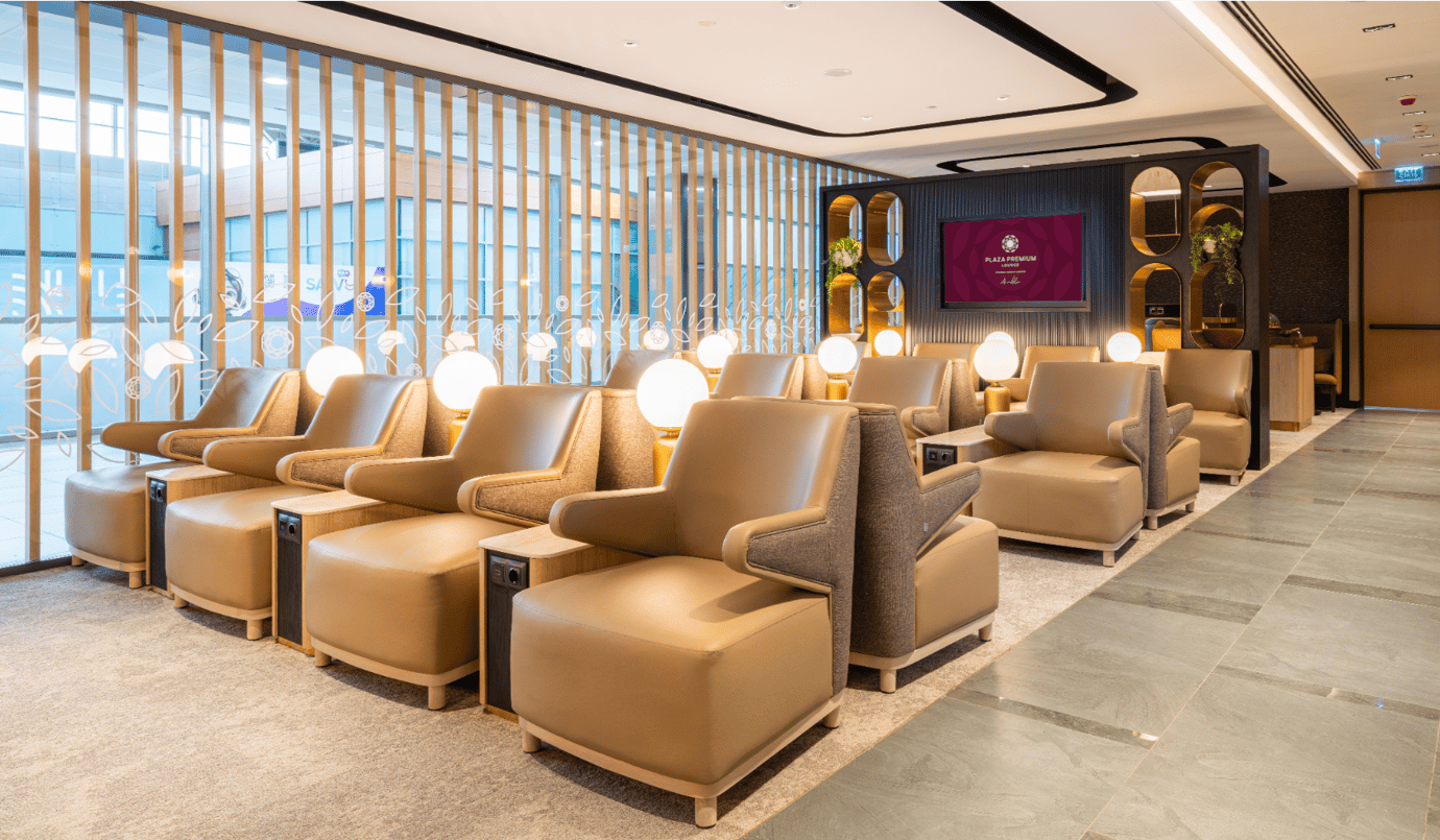 Modern airport lounge with plush seating area at the Plaza Premium Lounge Anadolu (Domestic).